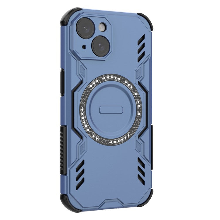 För iPhone 14 Magnetfodral Butterfly Armor Hollow Värmeavledning PC + TPU telefonskal
