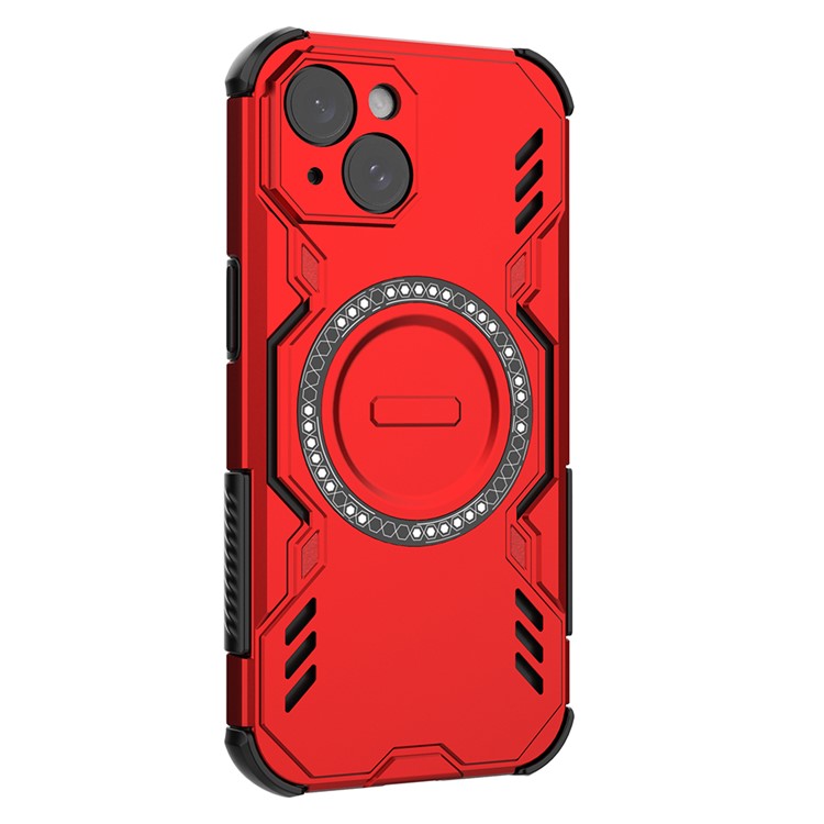 För iPhone 14 Magnetfodral Butterfly Armor Hollow Värmeavledning PC + TPU telefonskal