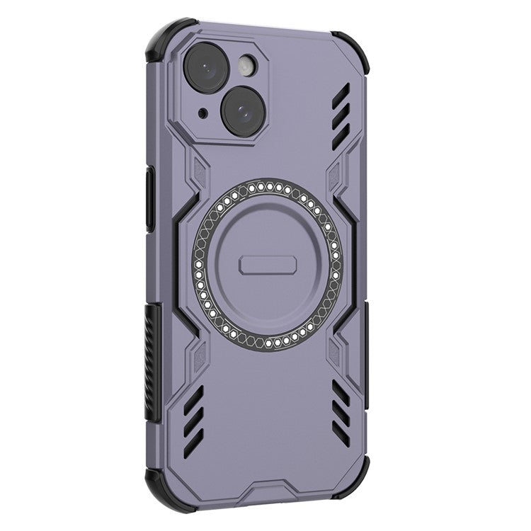 För iPhone 14 Magnetfodral Butterfly Armor Hollow Värmeavledning PC + TPU telefonskal