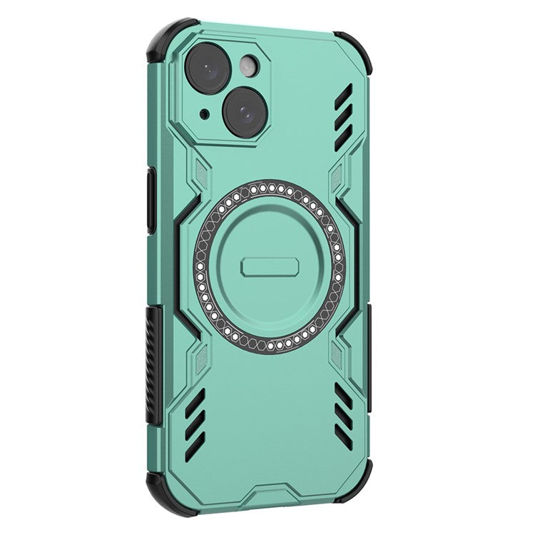 För iPhone 14 Magnetfodral Butterfly Armor Hollow Värmeavledning PC + TPU telefonskal