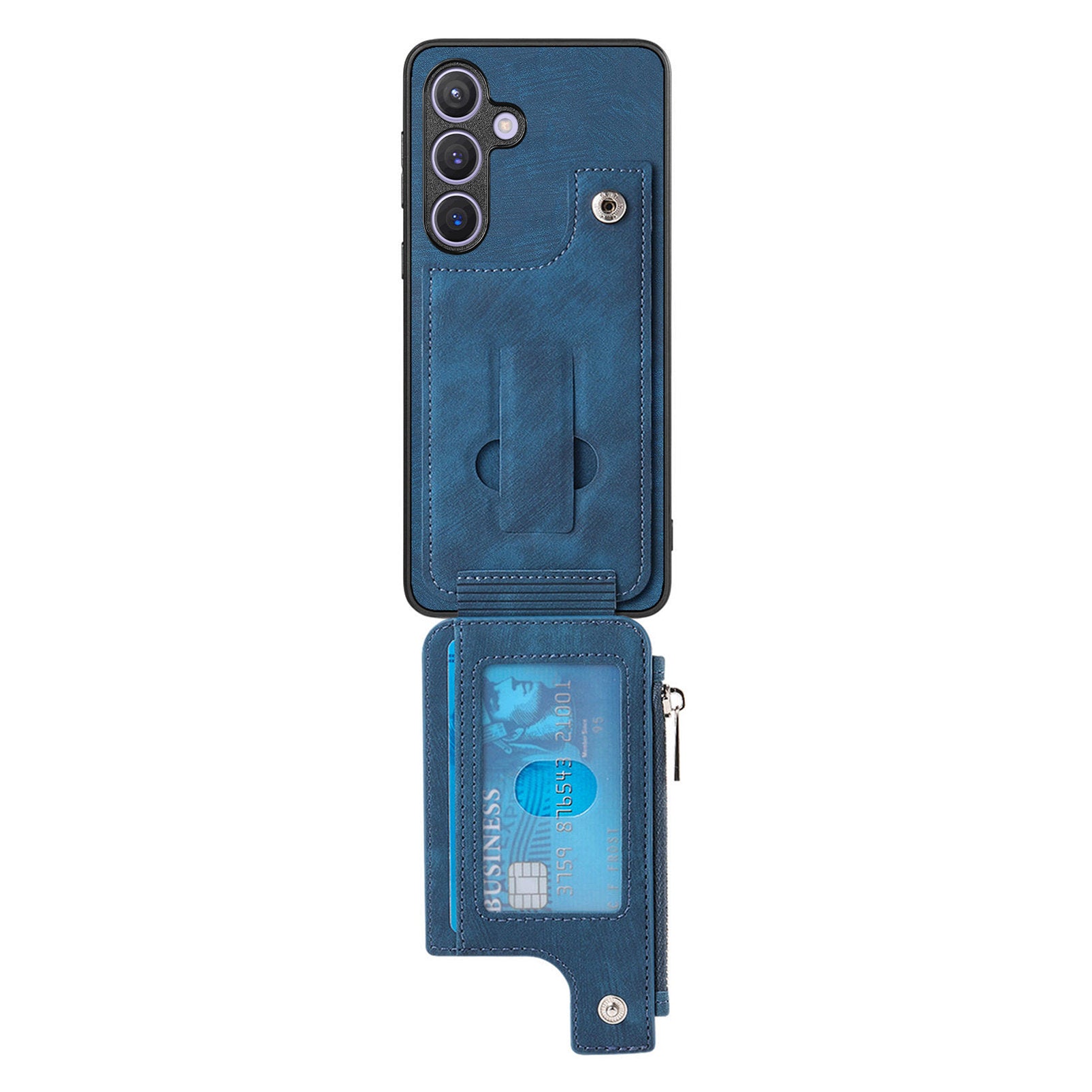 For Samsung Galaxy A05s 4G Case Zipper Card Holder Kickstand Leather + PC + TPU Phone Cover