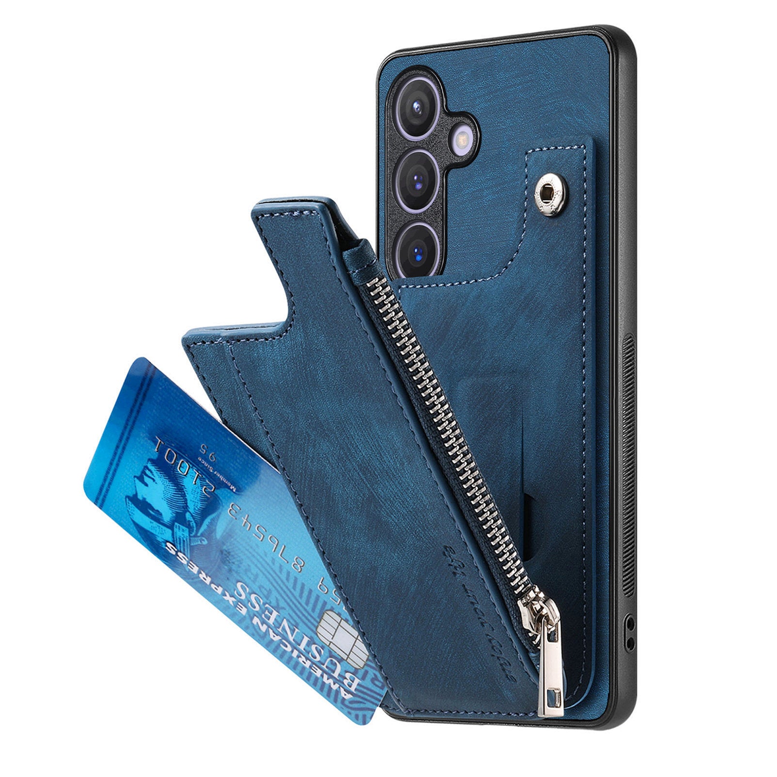 For Samsung Galaxy A05s 4G Case Zipper Card Holder Kickstand Leather + PC + TPU Phone Cover