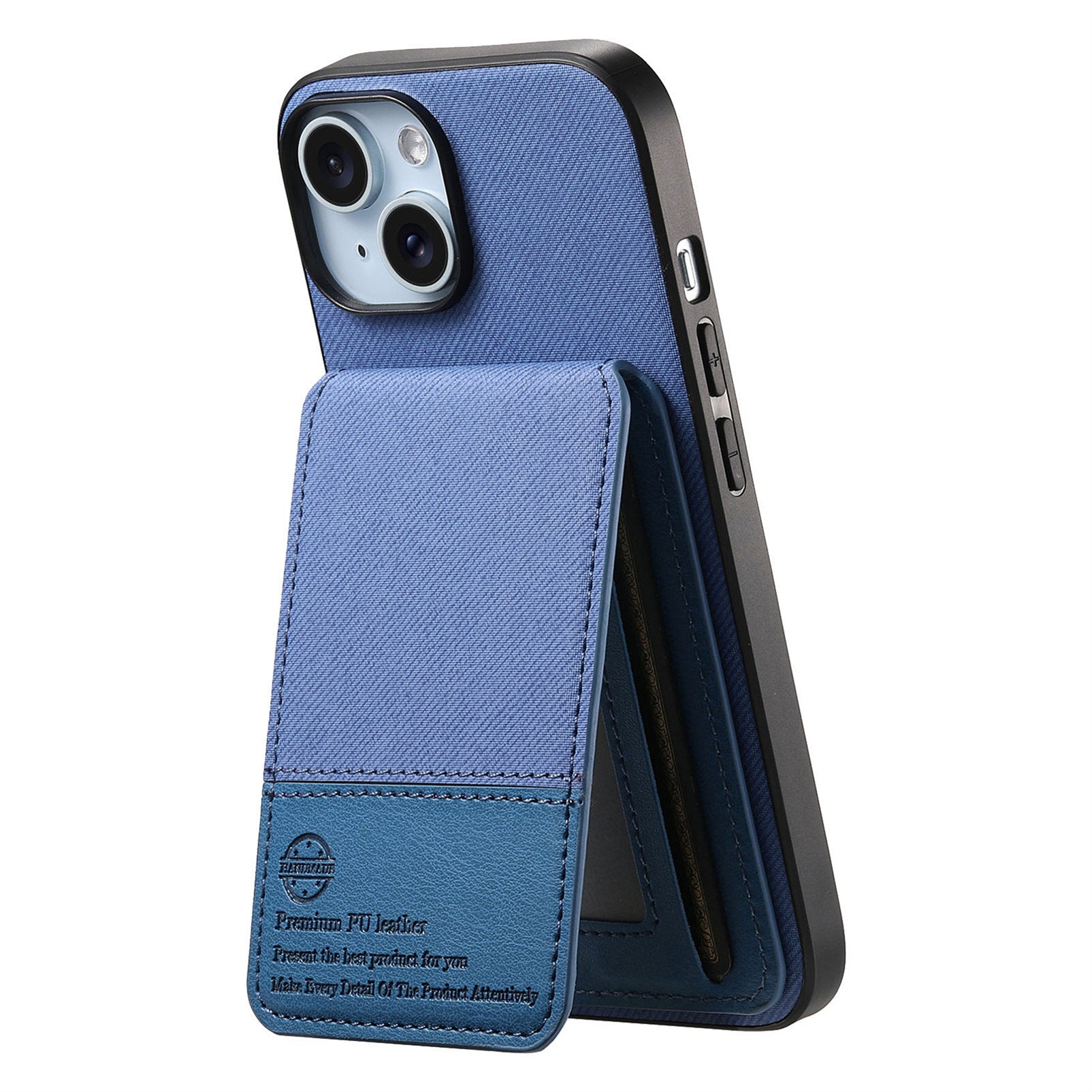 For iPhone 13 6.1 inch Case Cloth Texture Leather + PC + TPU RFID Blocking Phone Cover with Card Holde