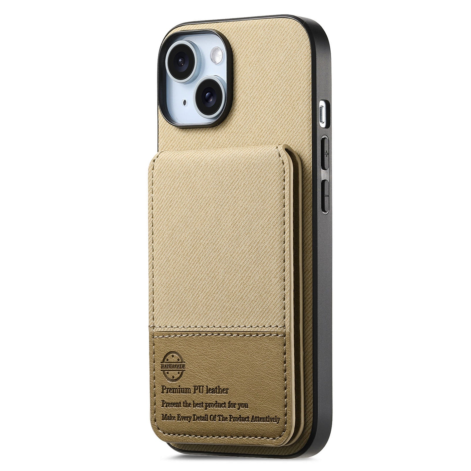 For iPhone 13 6.1 inch Case Cloth Texture Leather + PC + TPU RFID Blocking Phone Cover with Card Holde