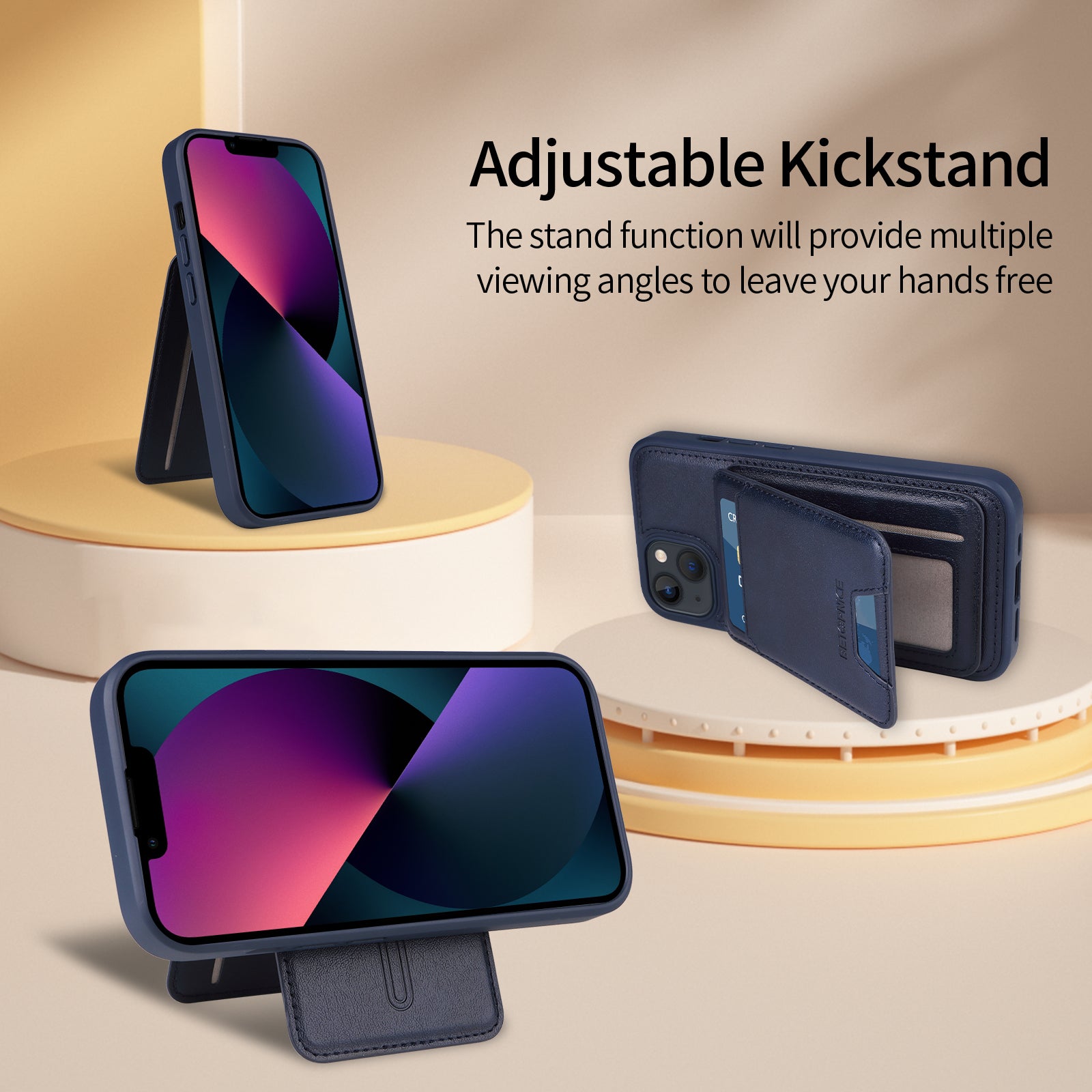 För iPhone 14 / iPhone 13 6,1 tums magnetfodral BETOPNICE RFID-blockerande lädertelefon bakstycke med avtagbar korthållare