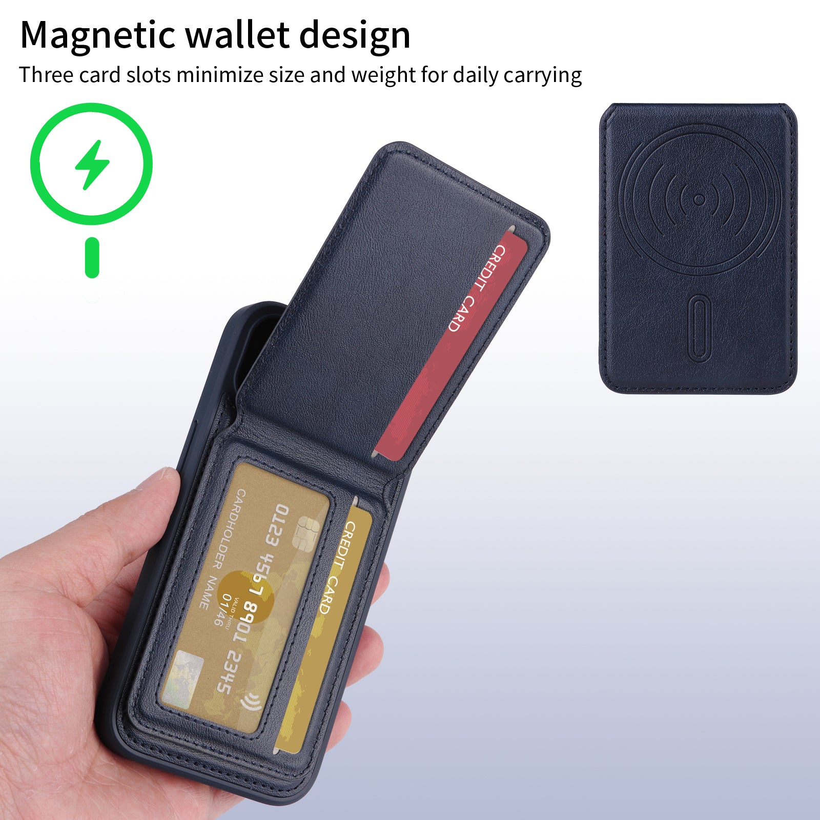 För iPhone 14 / iPhone 13 6,1 tums magnetfodral BETOPNICE RFID-blockerande lädertelefon bakstycke med avtagbar korthållare