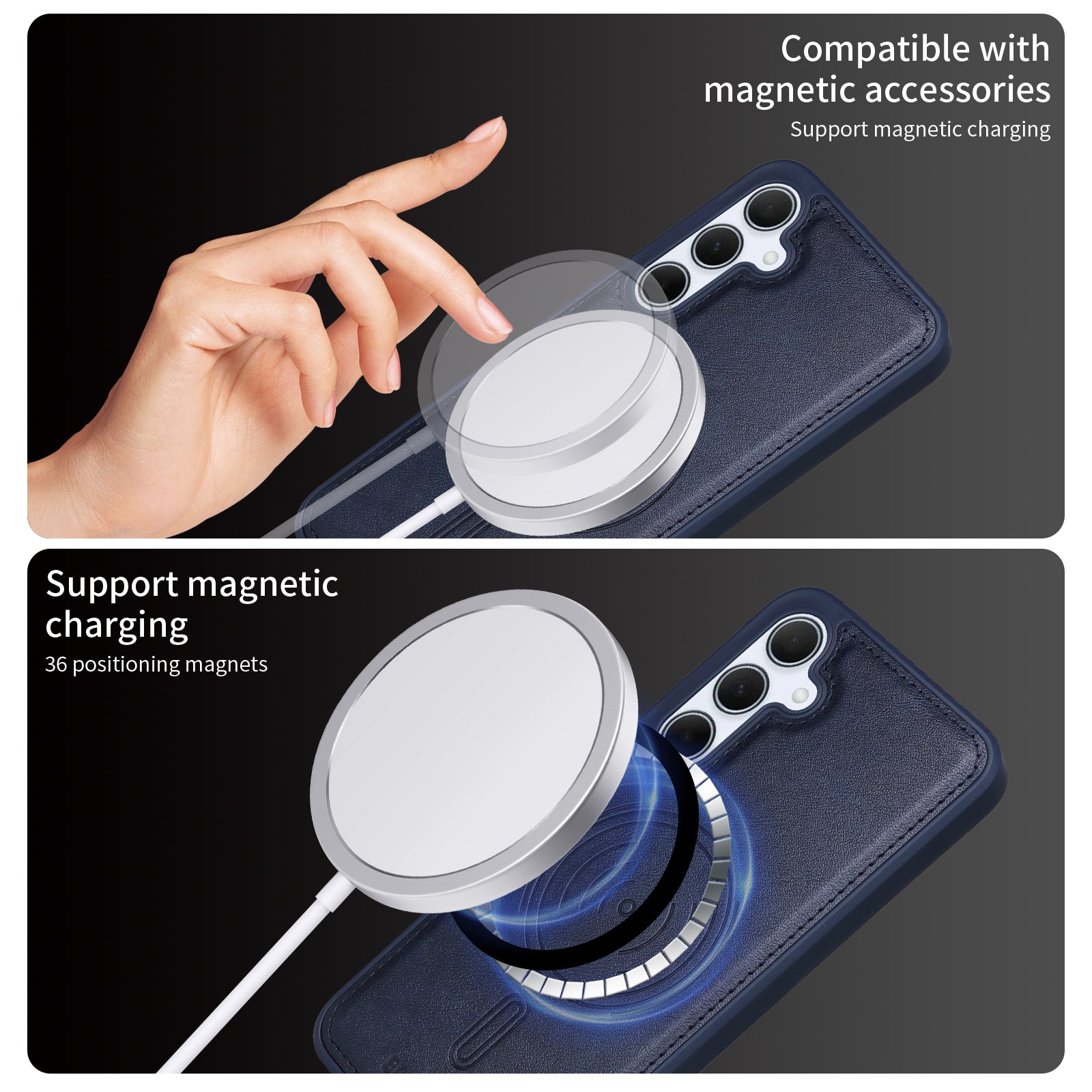 For Samsung Galaxy A35 5G Magnetic Case BETOPNICE RFID Blocking Leather Phone Back Cover with Detachable Card Bag