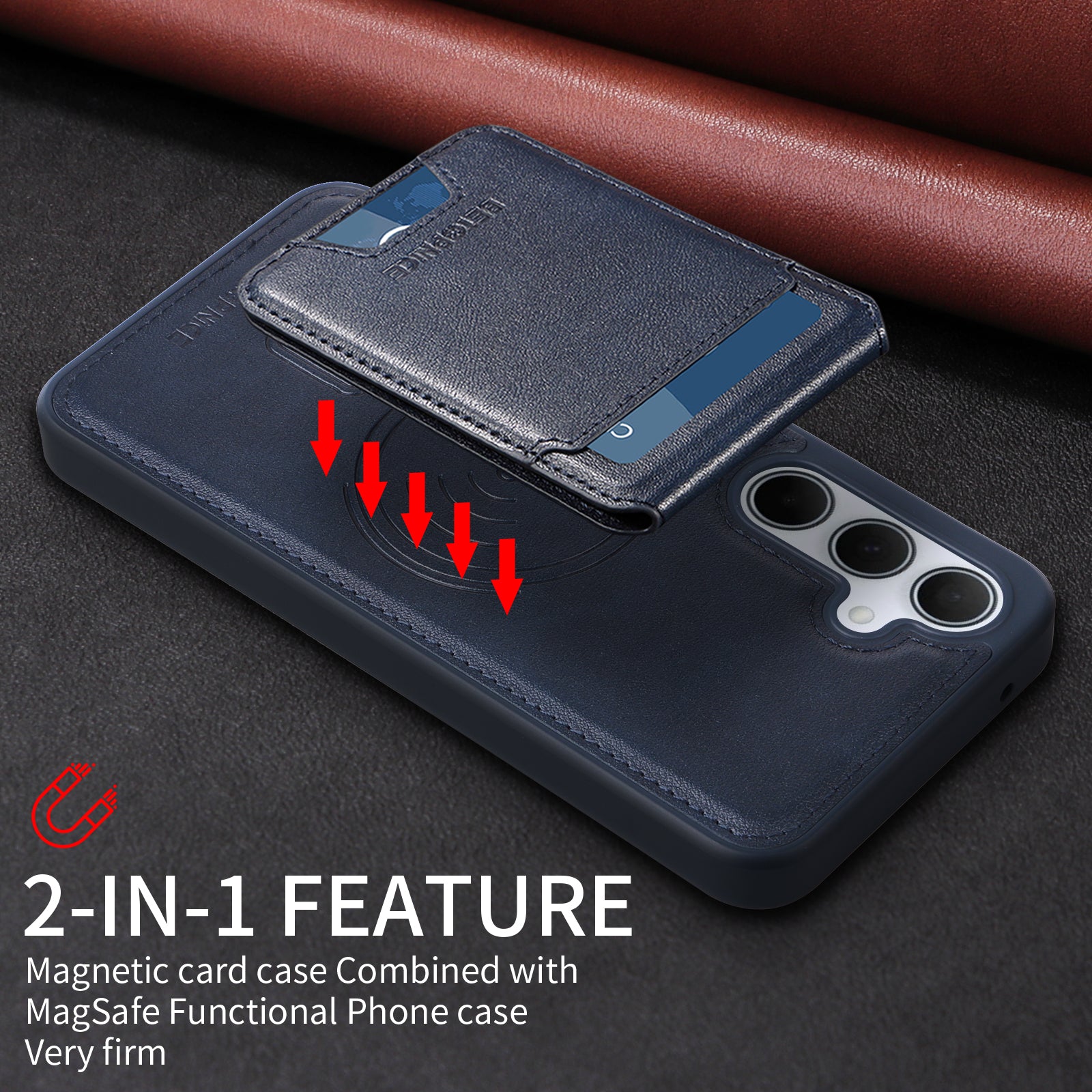 For Samsung Galaxy A35 5G Magnetic Case BETOPNICE RFID Blocking Leather Phone Back Cover with Detachable Card Bag