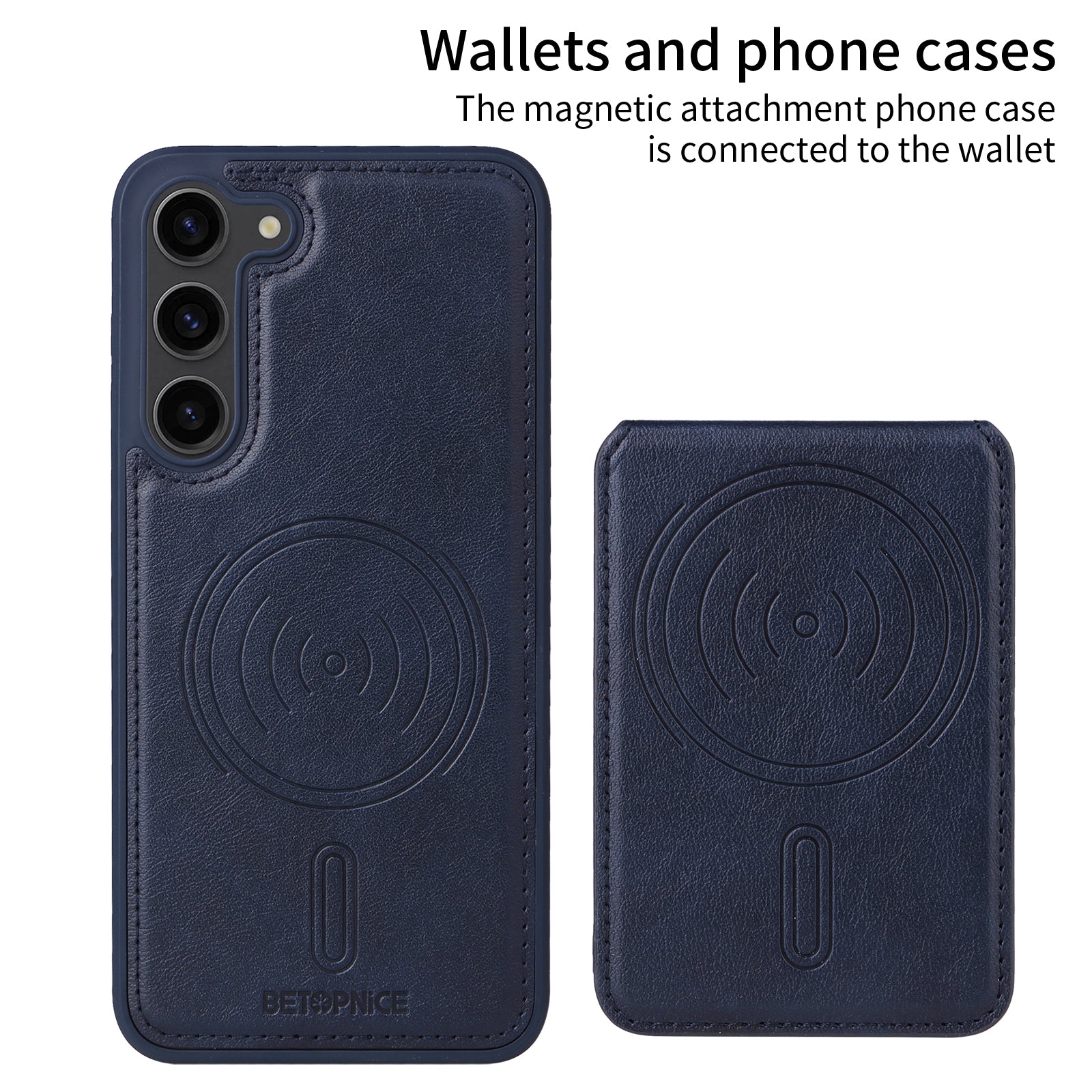 For Samsung Galaxy S23+ Magnetic Case BETOPNICE RFID Blocking Leather Phone Back Cover with Detachable Card Bag
