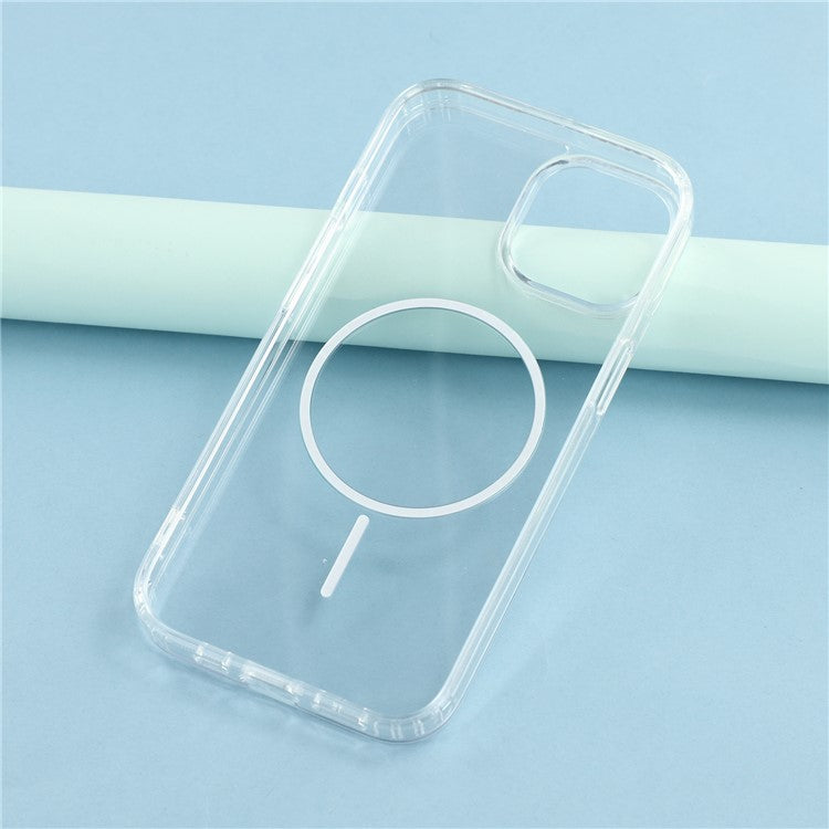 For iPhone 13 Magnetic Case Acrylic TPU Clear Phone Back Cove