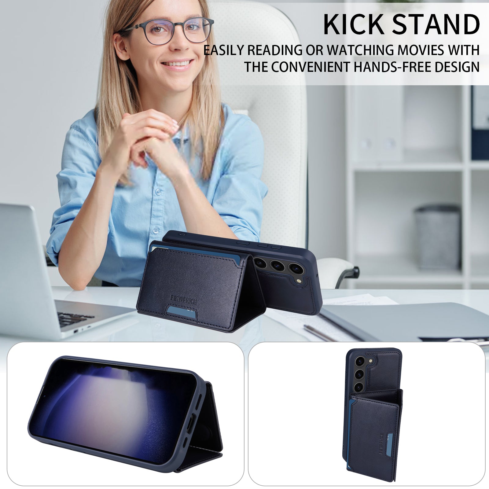 For Samsung Galaxy S23 Magnetic Case BETOPNICE Leather Phone Cover Kickstand with Detachable Card Bag