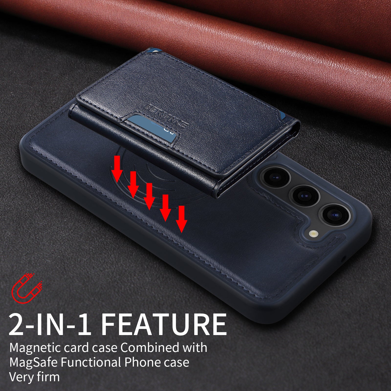 For Samsung Galaxy S23 Magnetic Case BETOPNICE Leather Phone Cover Kickstand with Detachable Card Bag
