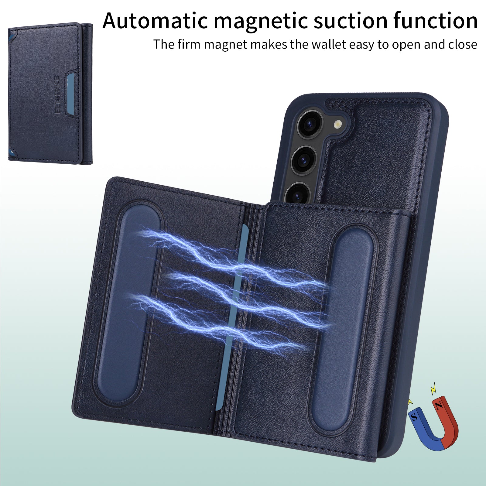 For Samsung Galaxy S23 Magnetic Case BETOPNICE Leather Phone Cover Kickstand with Detachable Card Bag