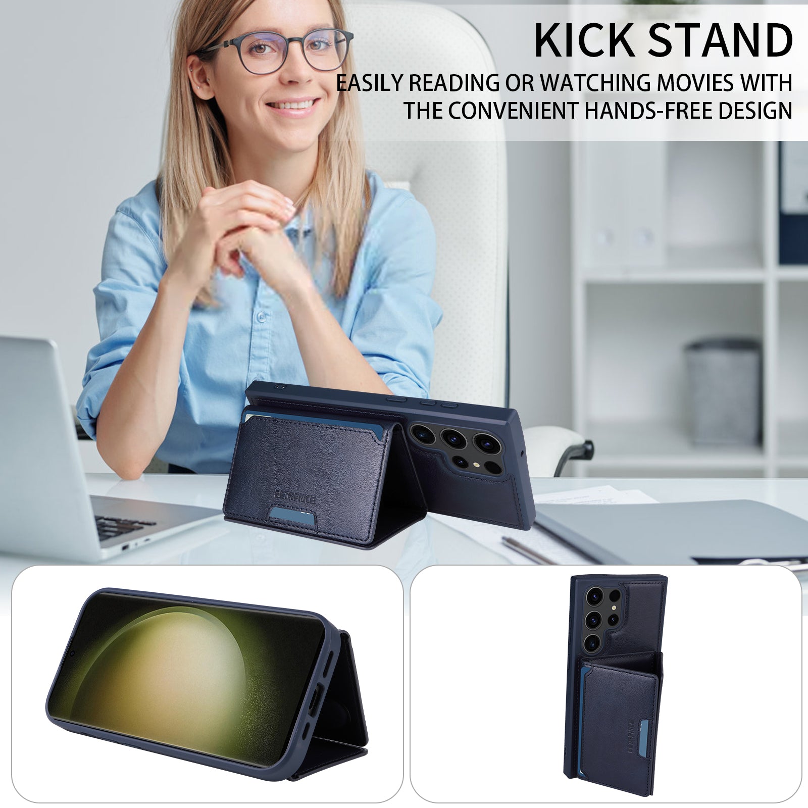 For Samsung Galaxy S23 Ultra Magnetic Case BETOPNICE Leather Phone Cover Kickstand with Detachable Card Bag