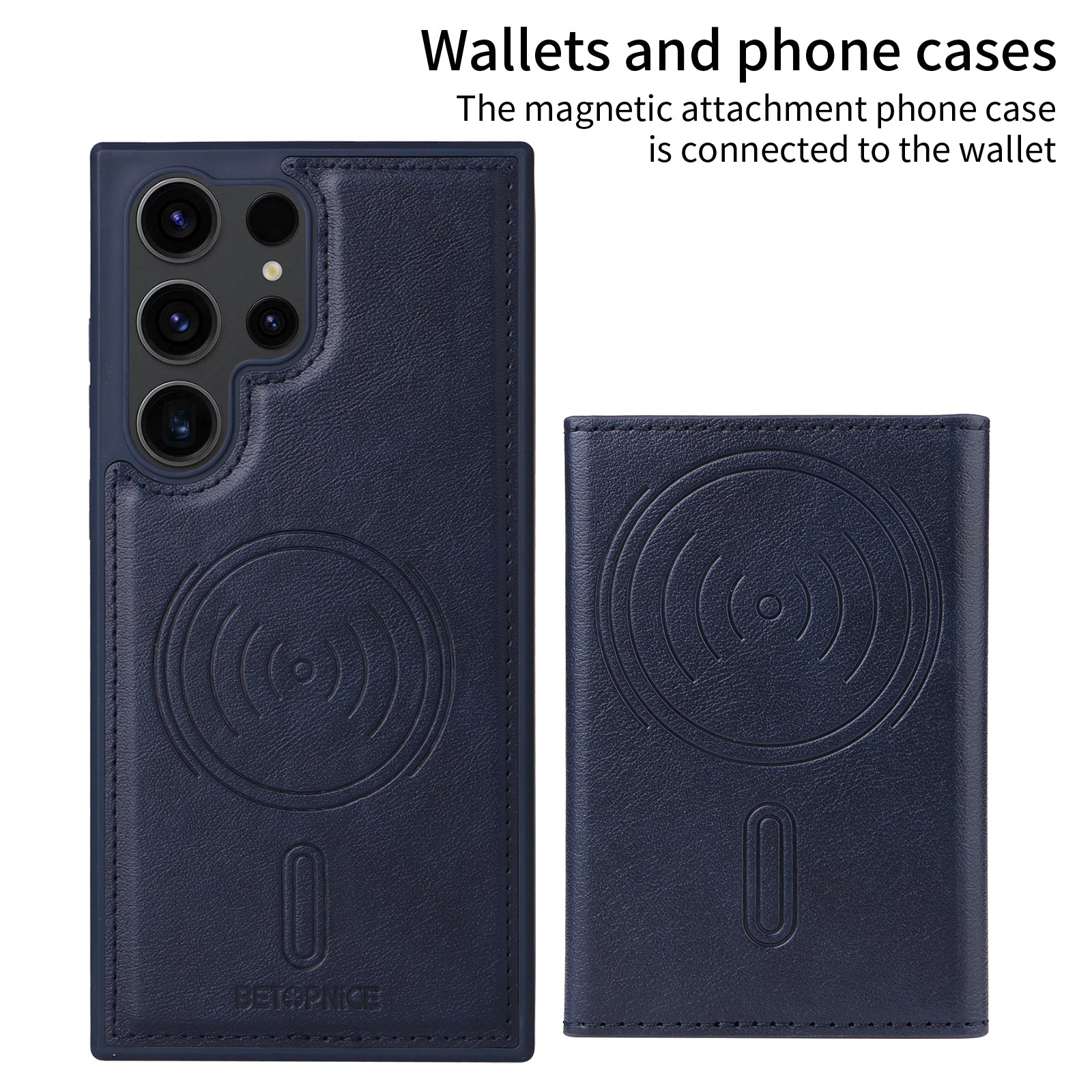 For Samsung Galaxy S23 Ultra Magnetic Case BETOPNICE Leather Phone Cover Kickstand with Detachable Card Bag