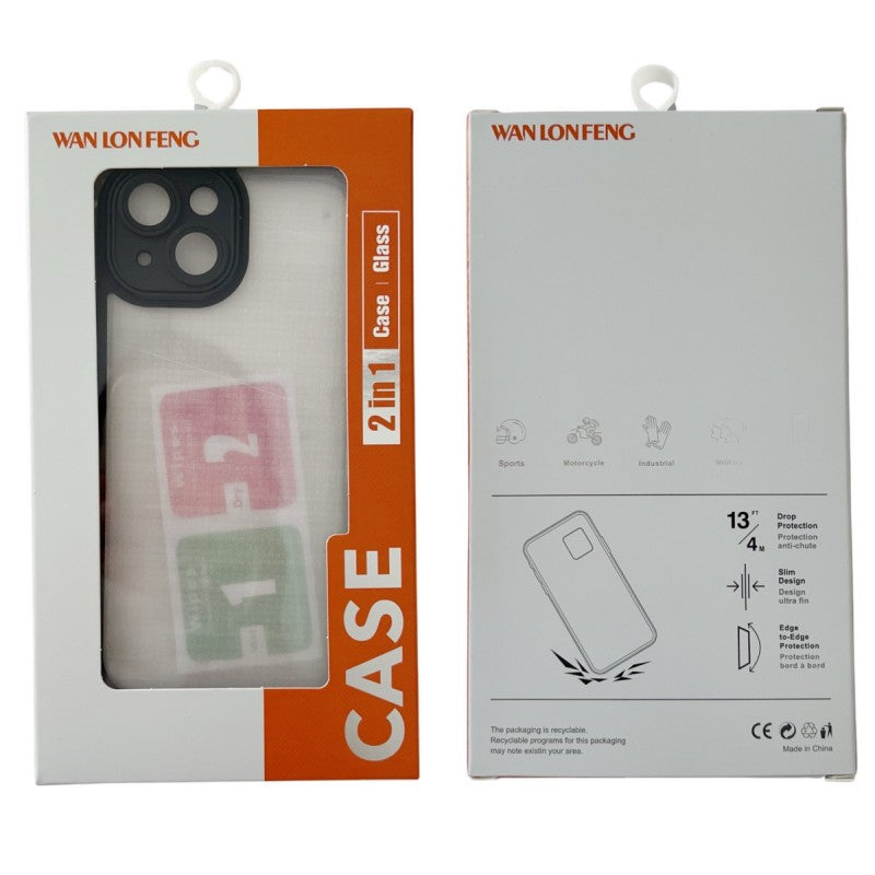 For Samsung Galaxy S23 Ultra TPU Case WANLONFENG Shockproof Clear Phone Cover with Tempered Glass Film