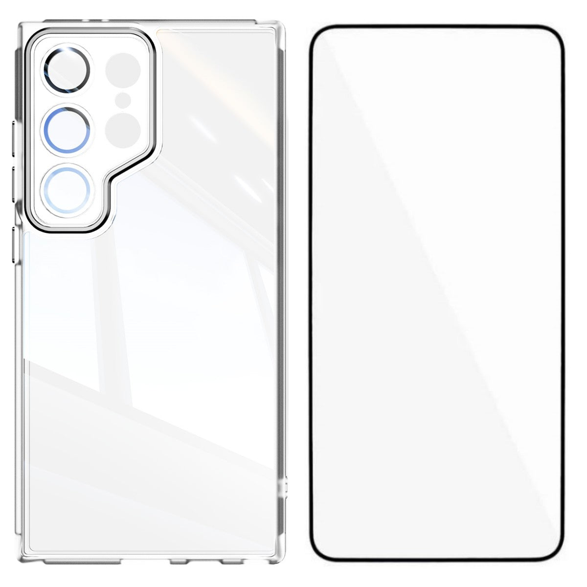 For Samsung Galaxy S23 Ultra TPU Case WANLONFENG Shockproof Clear Phone Cover with Tempered Glass Film