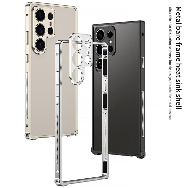 For Samsung Galaxy S23 Ultra Bumper Cases Metal Frame Heat Dissipation Cover with Camera Lens Protector
