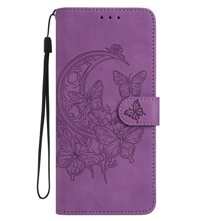For Samsung Galaxy A55 5G Case Butterfly Flower Imprinted PU Leather Wallet Stand Phone Cover