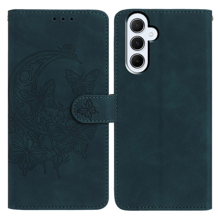 For Samsung Galaxy A55 5G Case Butterfly Flower Imprinted PU Leather Wallet Stand Phone Cover
