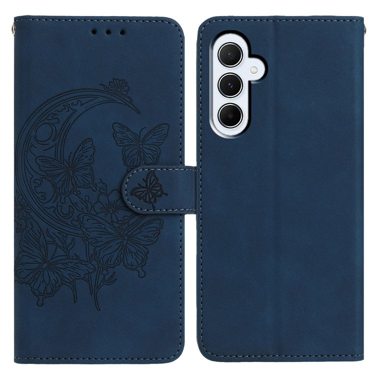 For Samsung Galaxy A55 5G Case Butterfly Flower Imprinted PU Leather Wallet Stand Phone Cover