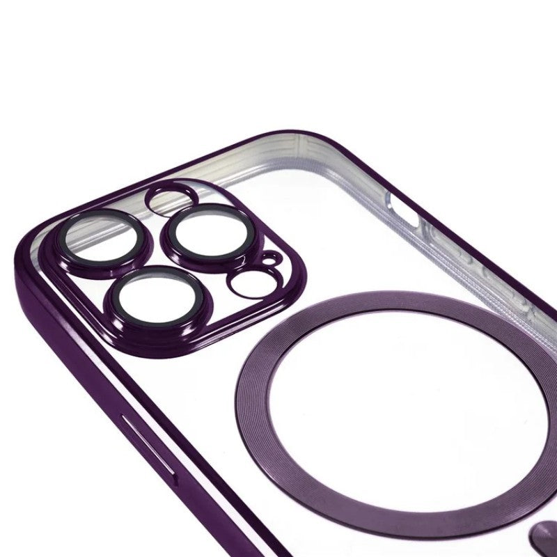 För iPhone 11 Pro magnetfodral WANLONFENG Elektropläterat TPU-fodral med linsfilm + 2 st härdat glas