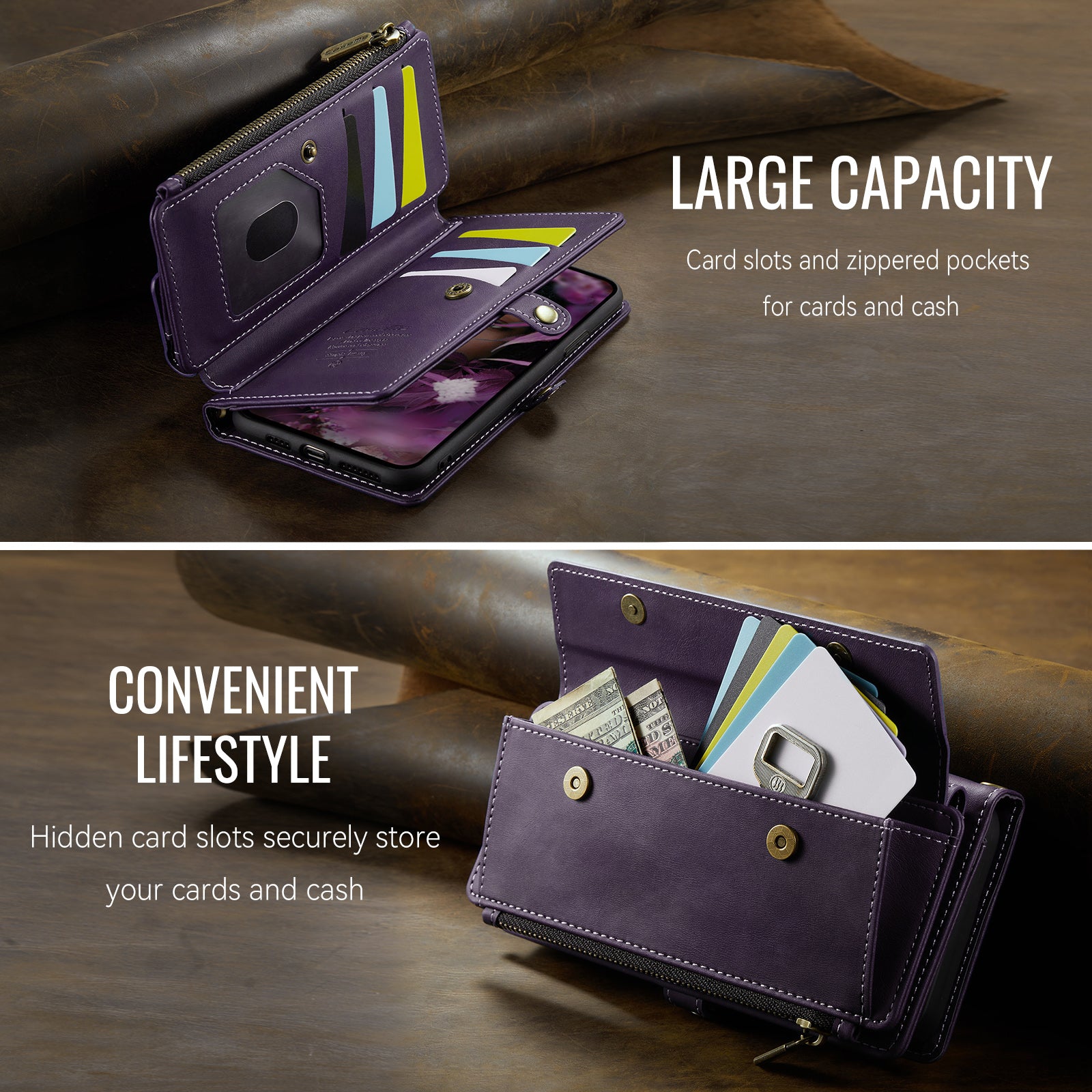 For iPhone XR 6.1 inch Case CASEME C39 RFID Blocking Zipper Wallet Stand Leather Cover with Stra