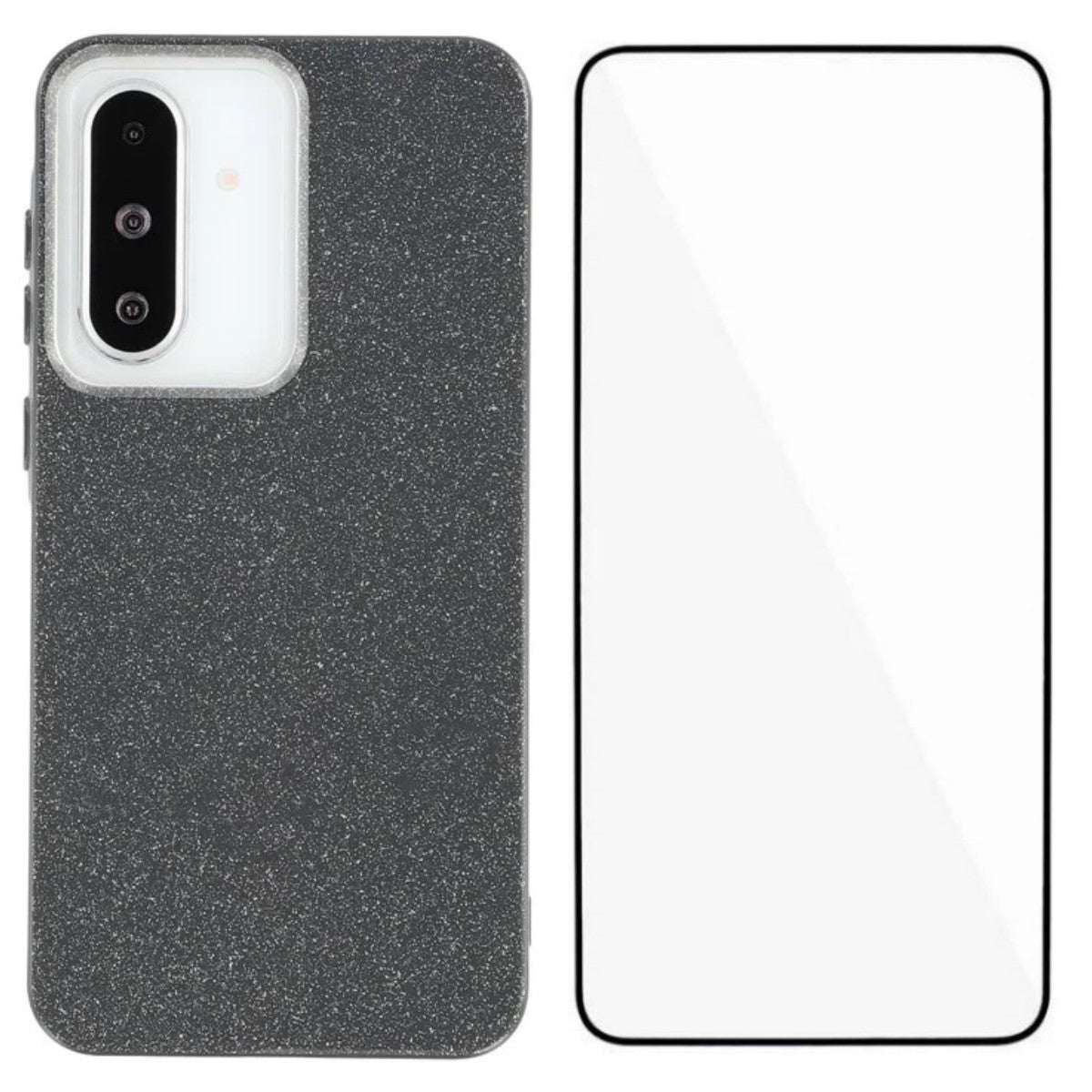 For Samsung Galaxy A35 5G Glitter Case WANLONFENG XL2 Series IMD TPU Phone Cover with Tempered Glass Film