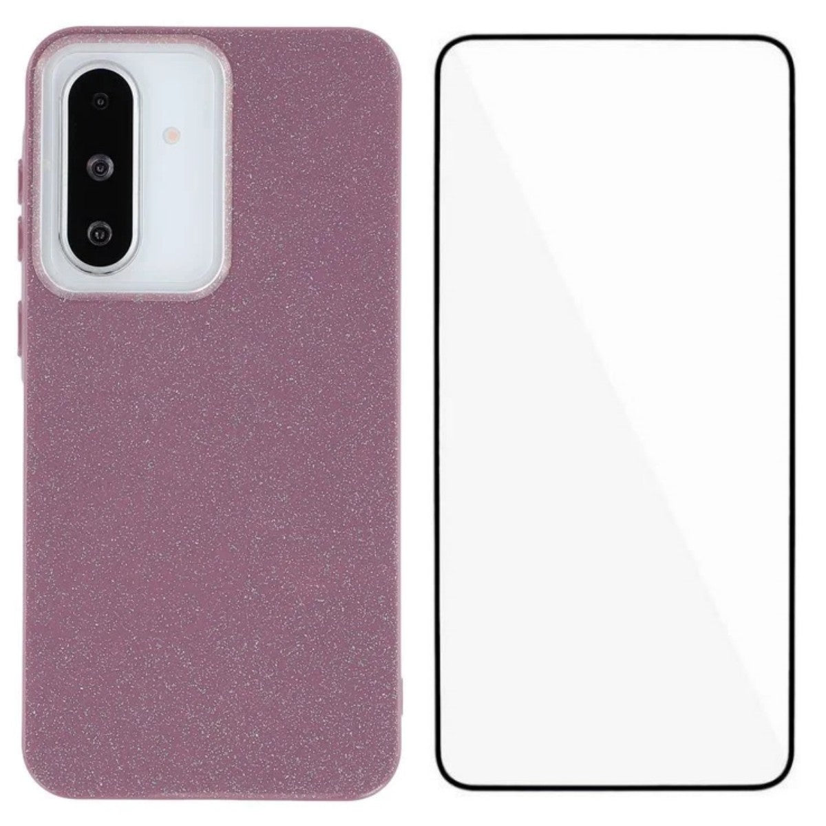 For Samsung Galaxy A35 5G Glitter Case WANLONFENG XL2 Series IMD TPU Phone Cover with Tempered Glass Film
