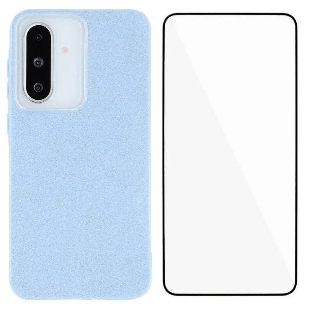 For Samsung Galaxy A35 5G Glitter Case WANLONFENG XL2 Series IMD TPU Phone Cover with Tempered Glass Film