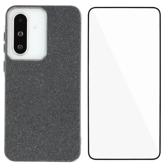 För Samsung Galaxy A34 5G Glitterfodral WANLONFENG XL2 Series IMD TPU-telefonskydd med härdat glasfilm