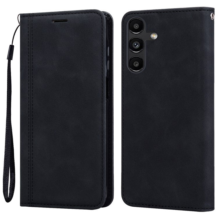 For Samsung Galaxy A25 5G (Global) (161.0 x 76.5 x 8.3mm) Case Business Style Magnetic Closure Leather Phone Cover with Strap