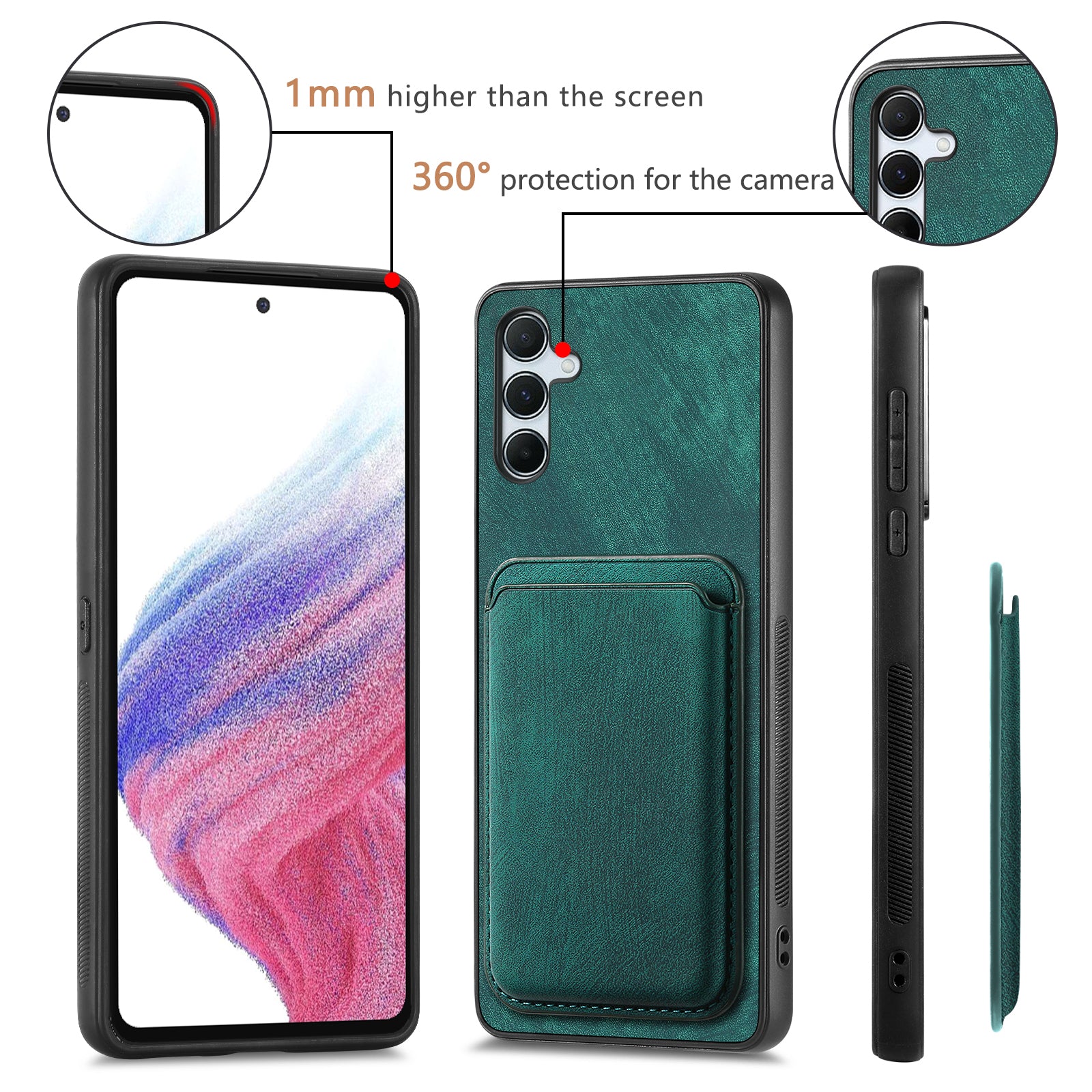 For Samsung Galaxy A55 5G Case Compatible with MagSafe Leather Back Cover with Detachable Card Holder