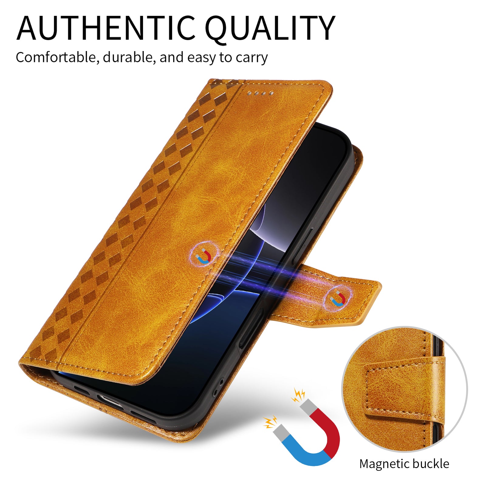 For Samsung Galaxy A25 5G (Global) (161.0 x 76.5 x 8.3mm) Leather Case Wallet Stand Grids Imprinted Phone Cover with Strap
