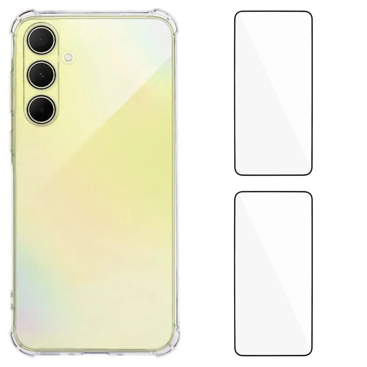 For Samsung Galaxy A35 5G TPU Case WANLONFENG WL3 Series 1.5mm Phone Cover with 2Pcs Tempered Glass Films