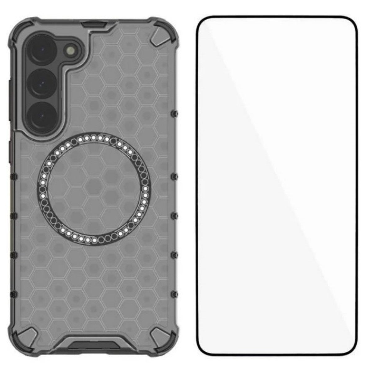 For Samsung Galaxy S23 Case Compatible with MagSafe WANLONFENG FC Series TPU + PC Phone Cover with Tempered Glass