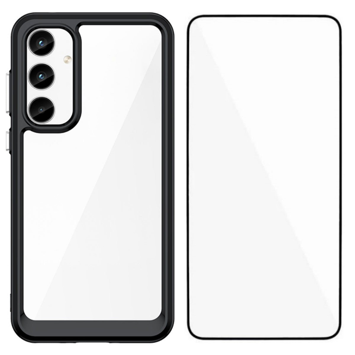 For Samsung Galaxy A55 5G Phone Case WANLONFENG XC Series TPU Acrylic Cover with Tempered Glass (Big Lens Hole)