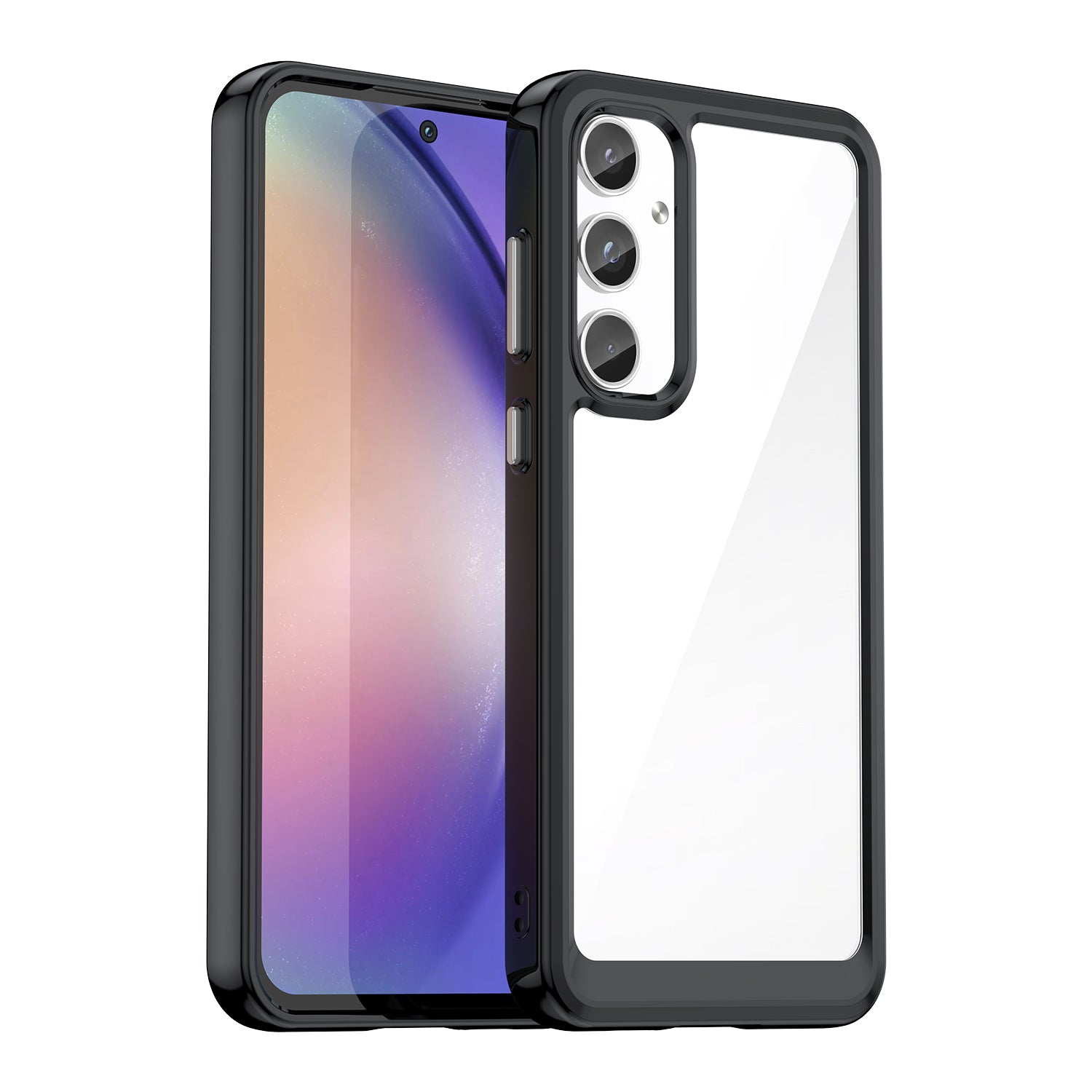 For Samsung Galaxy A55 5G Phone Case WANLONFENG XC Series TPU Acrylic Cover with Tempered Glass (Big Lens Hole)