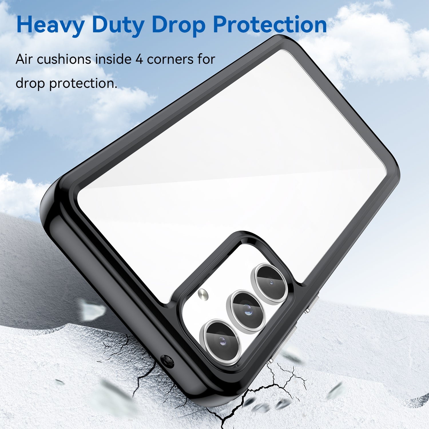 For Samsung Galaxy A55 5G Phone Case WANLONFENG XC Series TPU Acrylic Cover with Tempered Glass (Big Lens Hole)