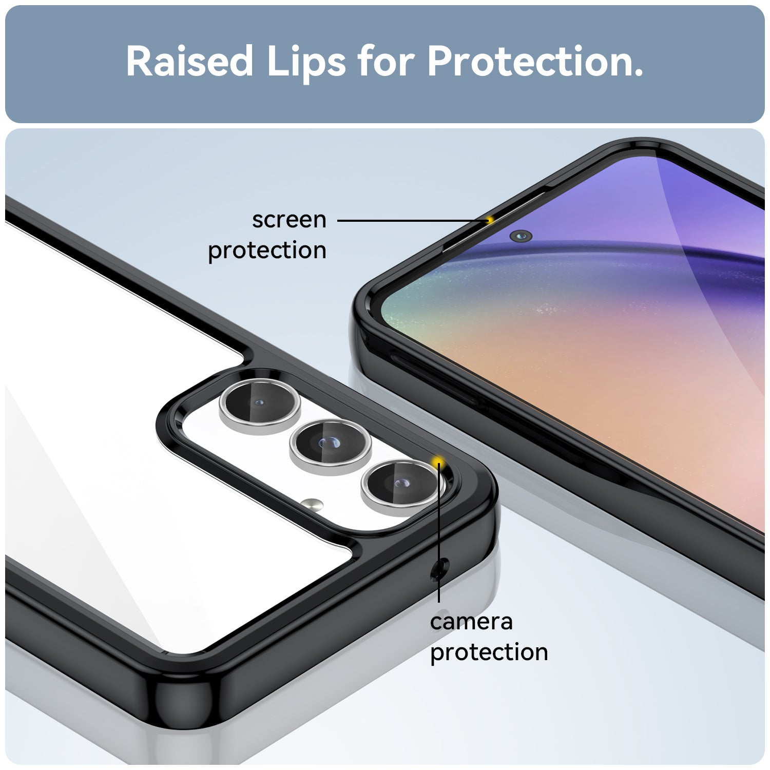 For Samsung Galaxy A55 5G Phone Case WANLONFENG XC Series TPU Acrylic Cover with Tempered Glass (Big Lens Hole)