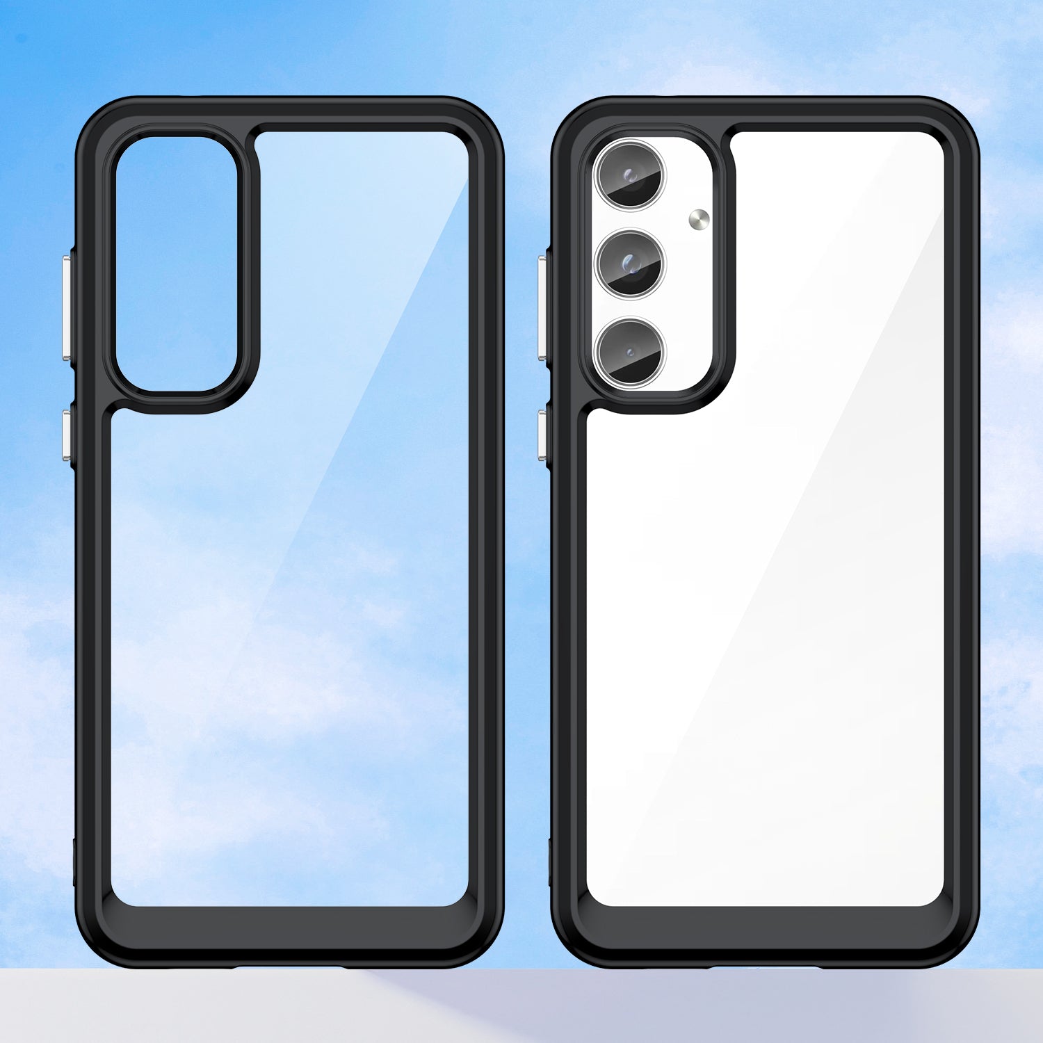 For Samsung Galaxy A55 5G Phone Case WANLONFENG XC Series TPU Acrylic Cover with Tempered Glass (Big Lens Hole)