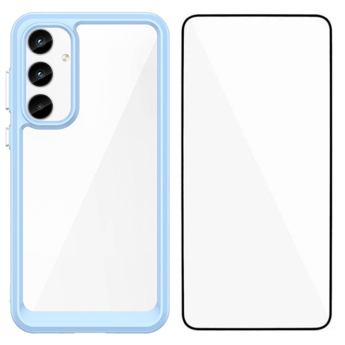 For Samsung Galaxy A55 5G Phone Case WANLONFENG XC Series TPU Acrylic Cover with Tempered Glass (Big Lens Hole)