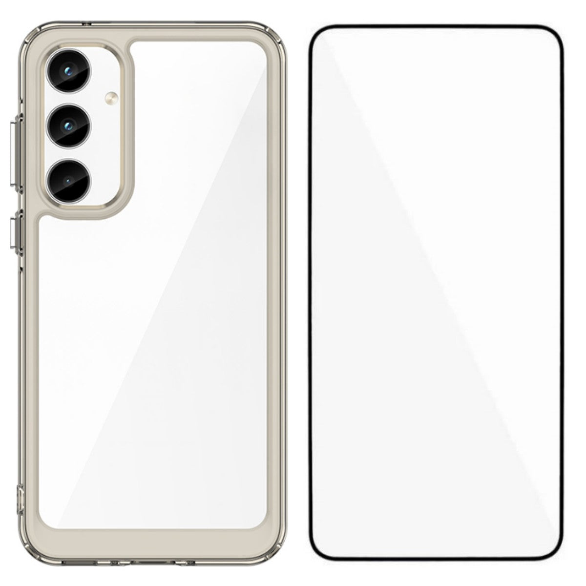 For Samsung Galaxy A55 5G Phone Case WANLONFENG XC Series TPU Acrylic Cover with Tempered Glass (Big Lens Hole)