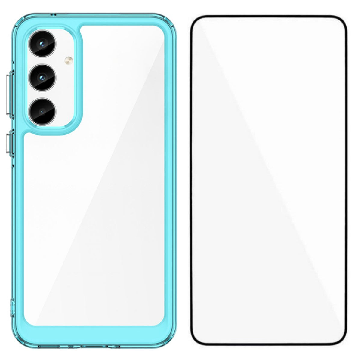For Samsung Galaxy A55 5G Phone Case WANLONFENG XC Series TPU Acrylic Cover with Tempered Glass (Big Lens Hole)