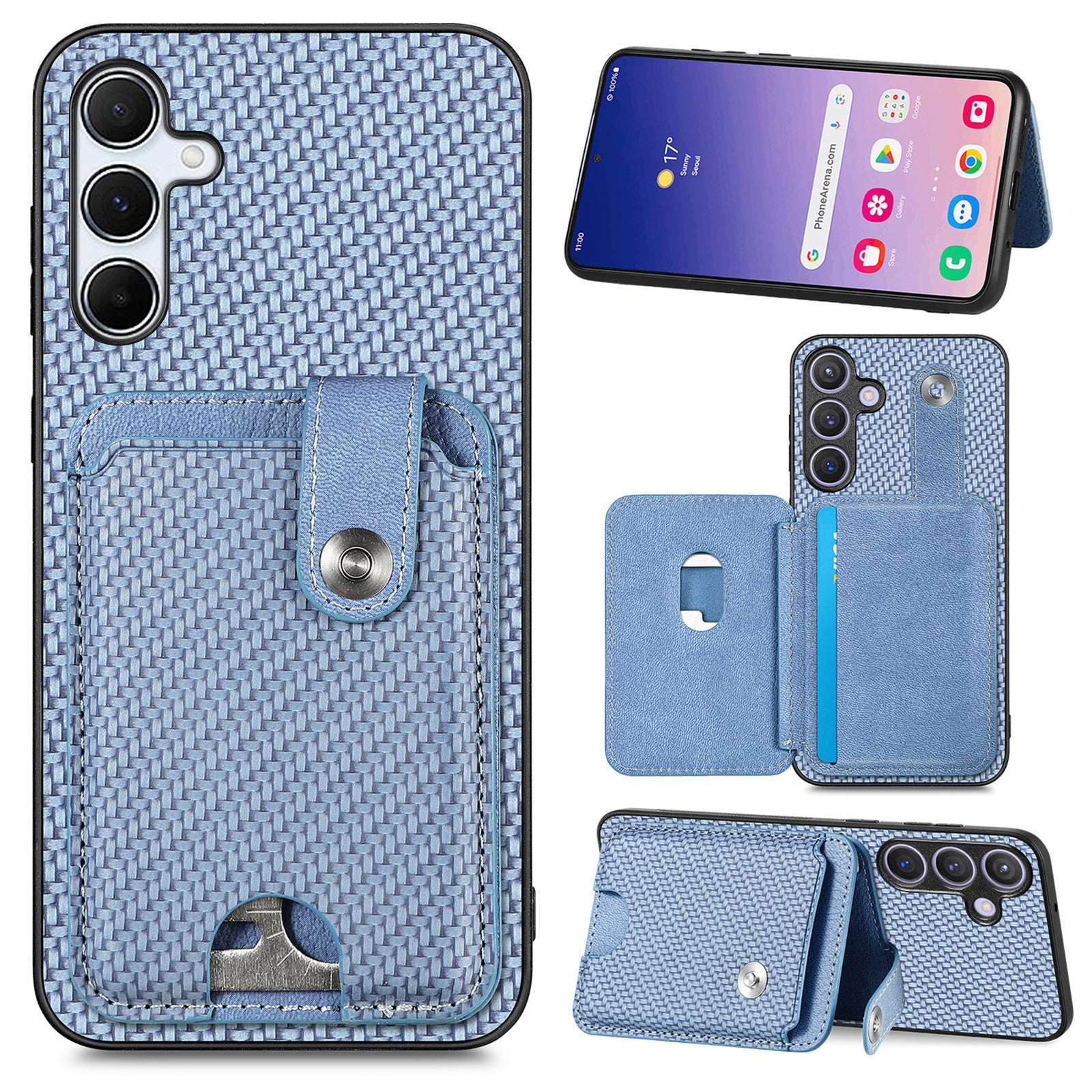 For Samsung Galaxy A05s 4G Case Card Slots Kickstand Phone Back Cover with Card Tool