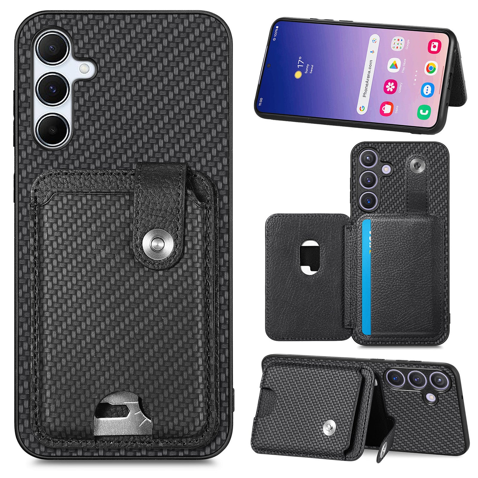 For Samsung Galaxy A05s 4G Case Card Slots Kickstand Phone Back Cover with Card Tool
