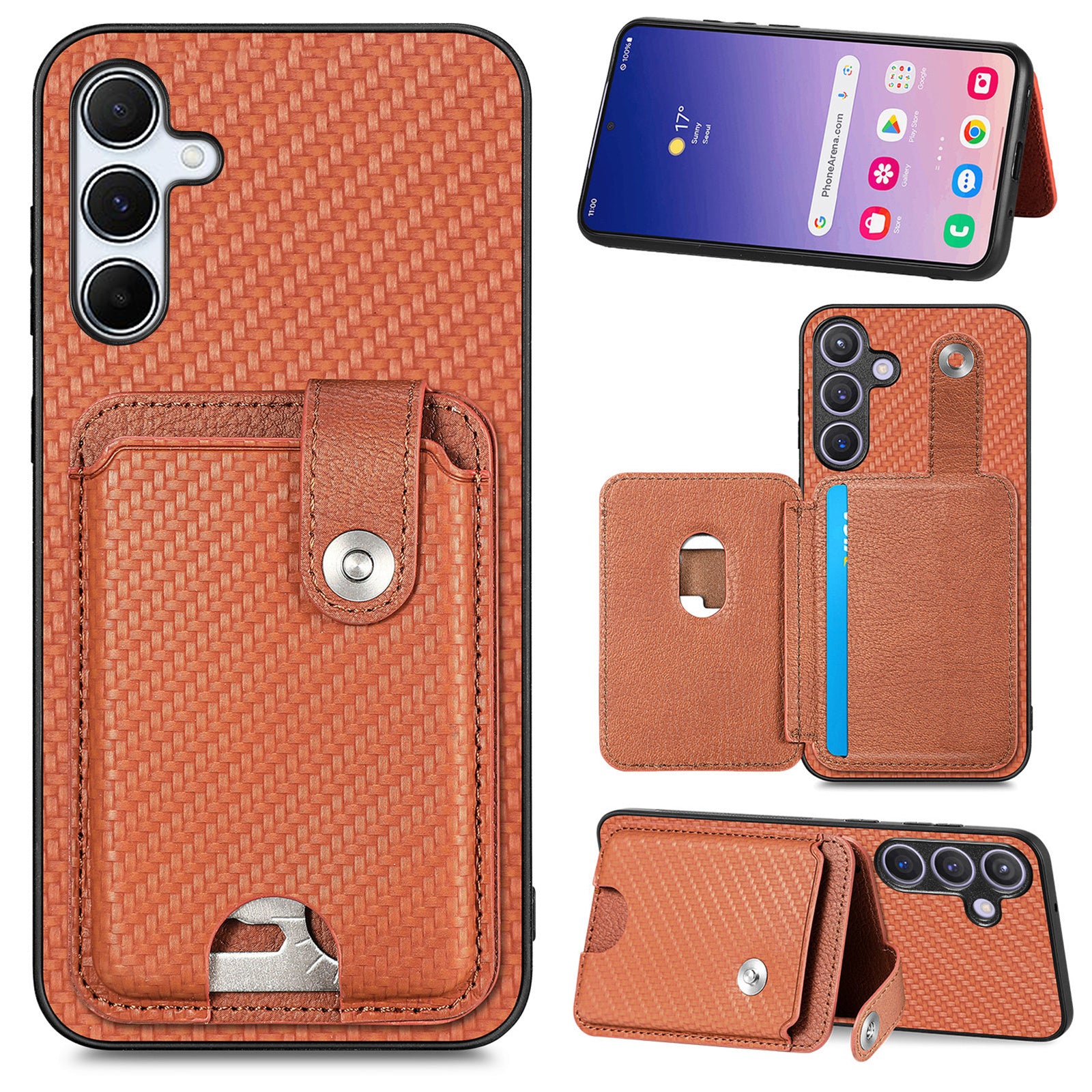 For Samsung Galaxy A05s 4G Case Card Slots Kickstand Phone Back Cover with Card Tool