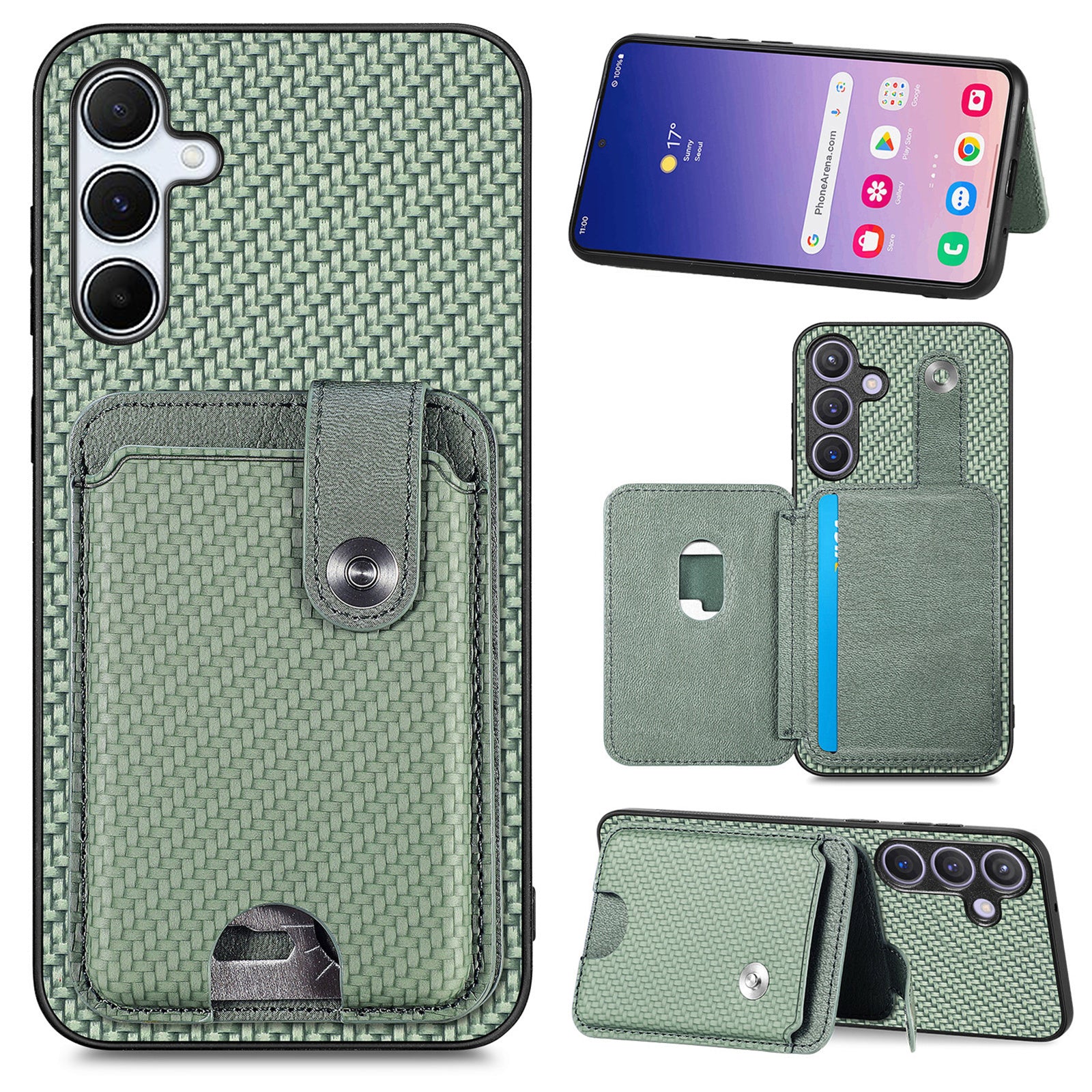 For Samsung Galaxy A05s 4G Case Card Slots Kickstand Phone Back Cover with Card Tool