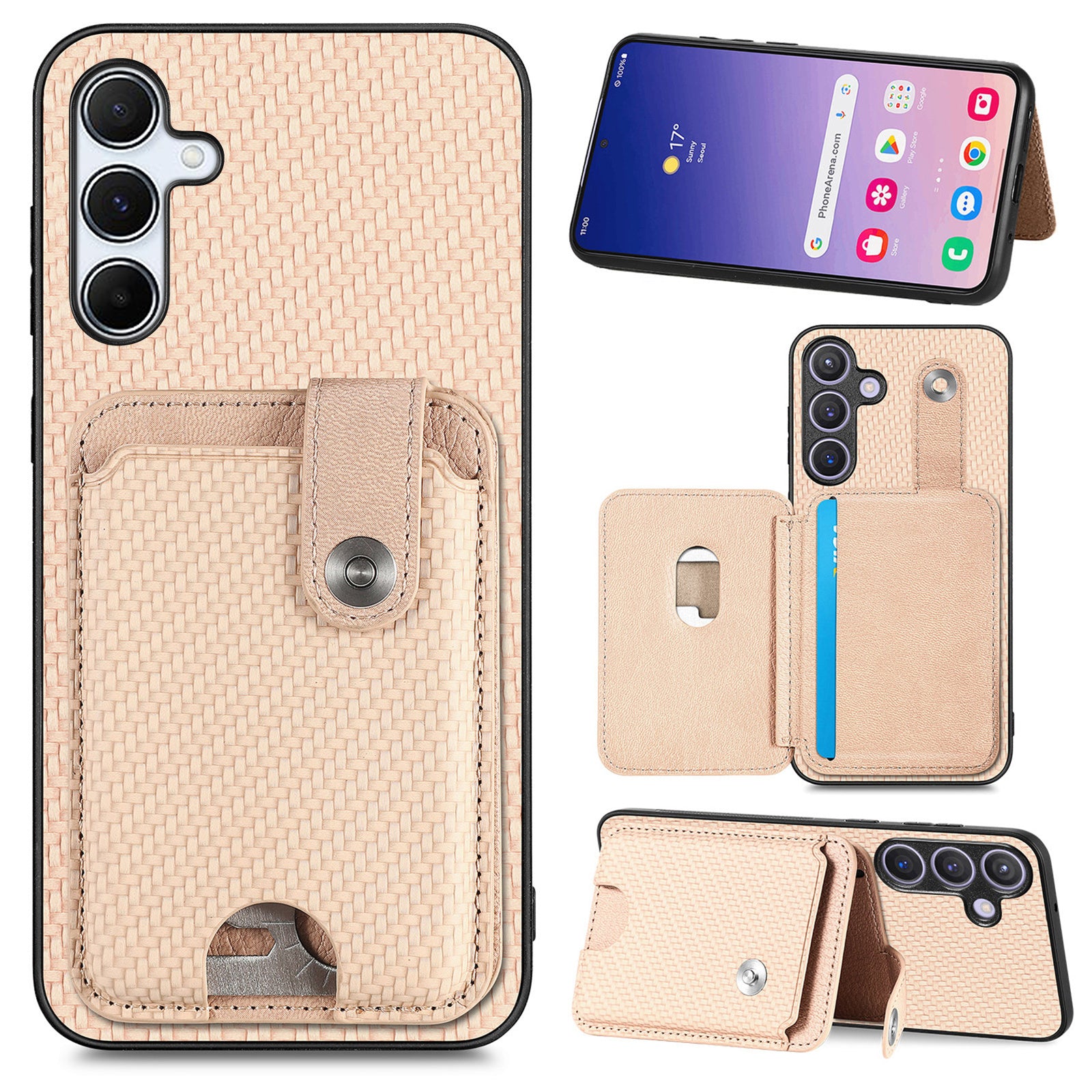 For Samsung Galaxy A05s 4G Case Card Slots Kickstand Phone Back Cover with Card Tool