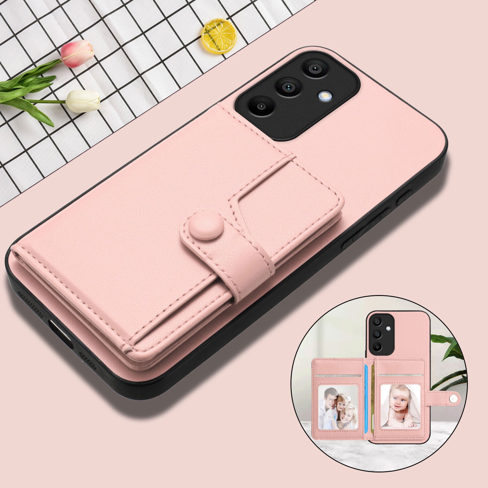 For Samsung Galaxy A15 4G Case RFID Blocking Card Holder Kickstand TPU + PU Leather Phone Back Cover